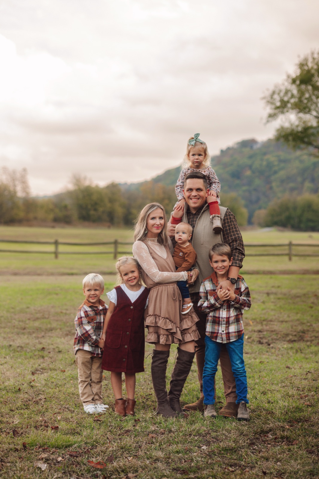 Justin Young with his wife and five kids